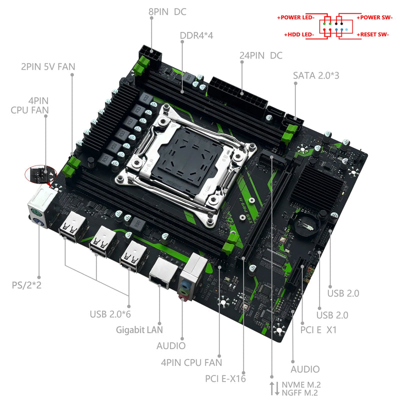 2025 MACHINIST X99 PR9-H Motherboard Set Kit With Intel LGA2011-3 Xeon E5 2650 V4 CPU + DDR4 1*16GB 2133MHz RAM Memory NVME M.2