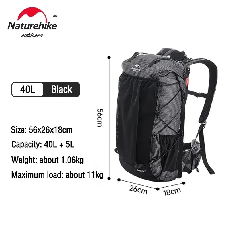 Naturehike Waterproof Backpack Drawstring 60 Liters Mountaineering Camping Hiking Large Travel Bags Capacity Military Tactical