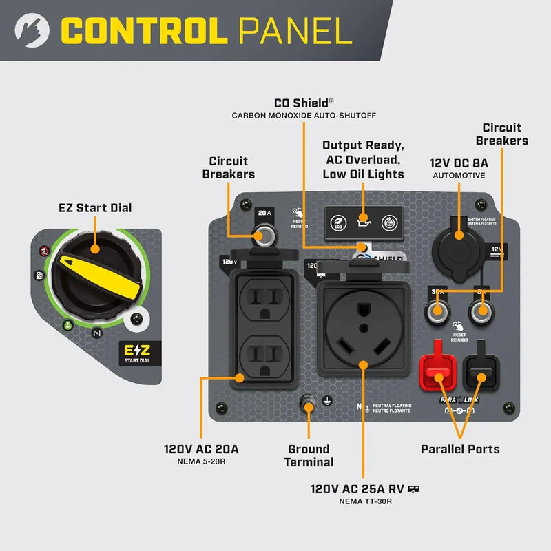 Power Equipment 4000-Watt RV Ready Portable Inverter Generator with Quiet Technology and CO Shield