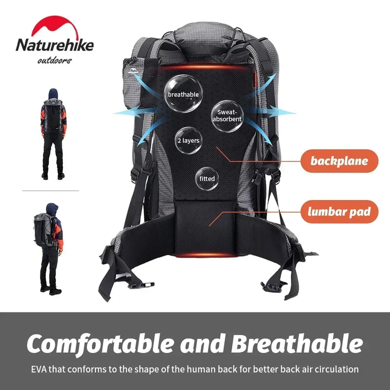 Naturehike Waterproof Backpack Drawstring 60 Liters Mountaineering Camping Hiking Large Travel Bags Capacity Military Tactical